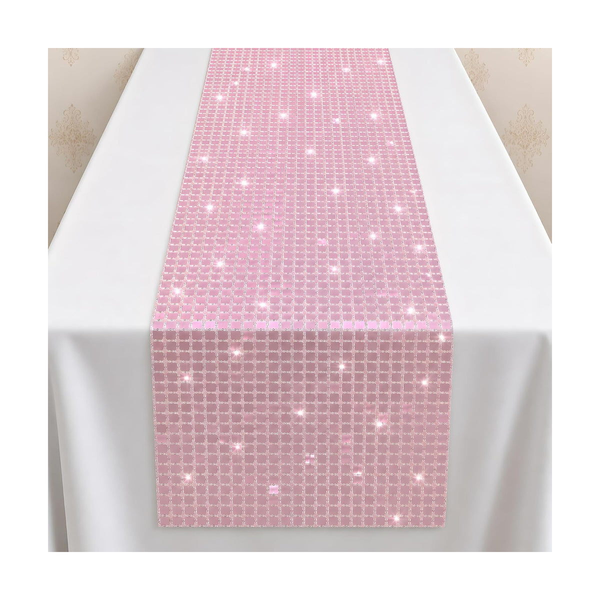 Disco Party Decorations - Pink Glitter Disco Table Runner