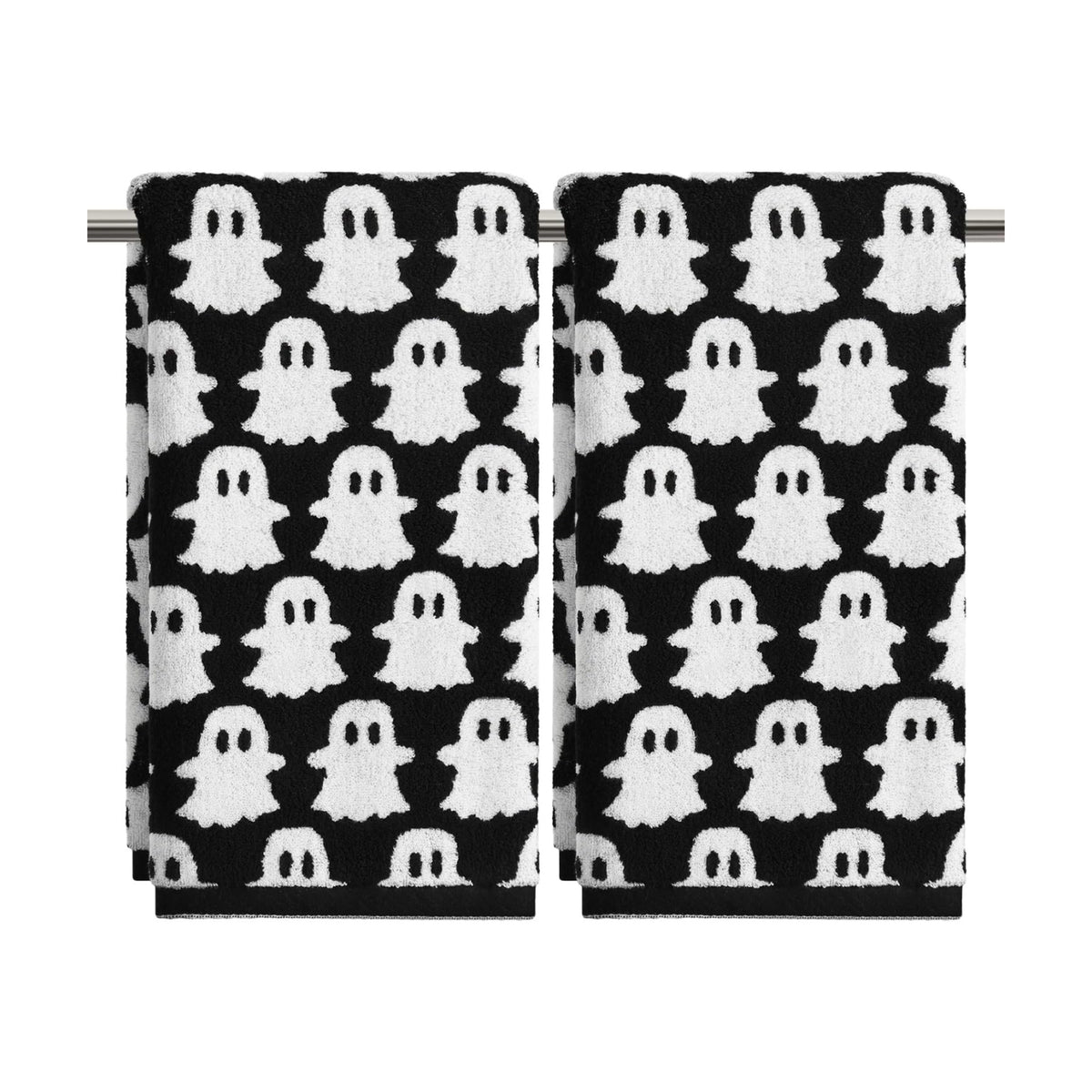 Artoid Mode 2 Pcs Black Ghost Halloween Hand Towels for Bathroom