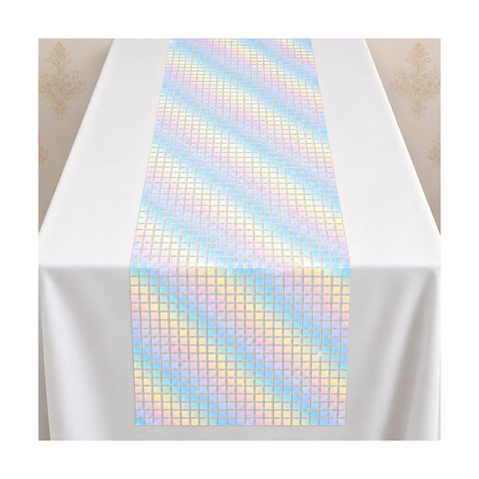 Disco Party Decorations - Iridescent Glitter Disco Table Runner