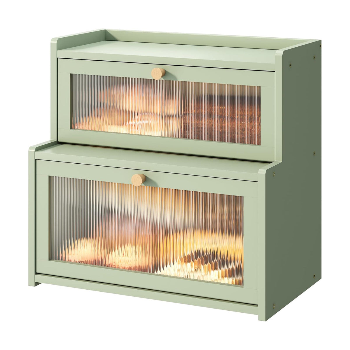 Bread Box for Kitchen Countertop Double Layer Large Corner Bread Box Capacity Bread Storage Bin Farmhouse Breadbox