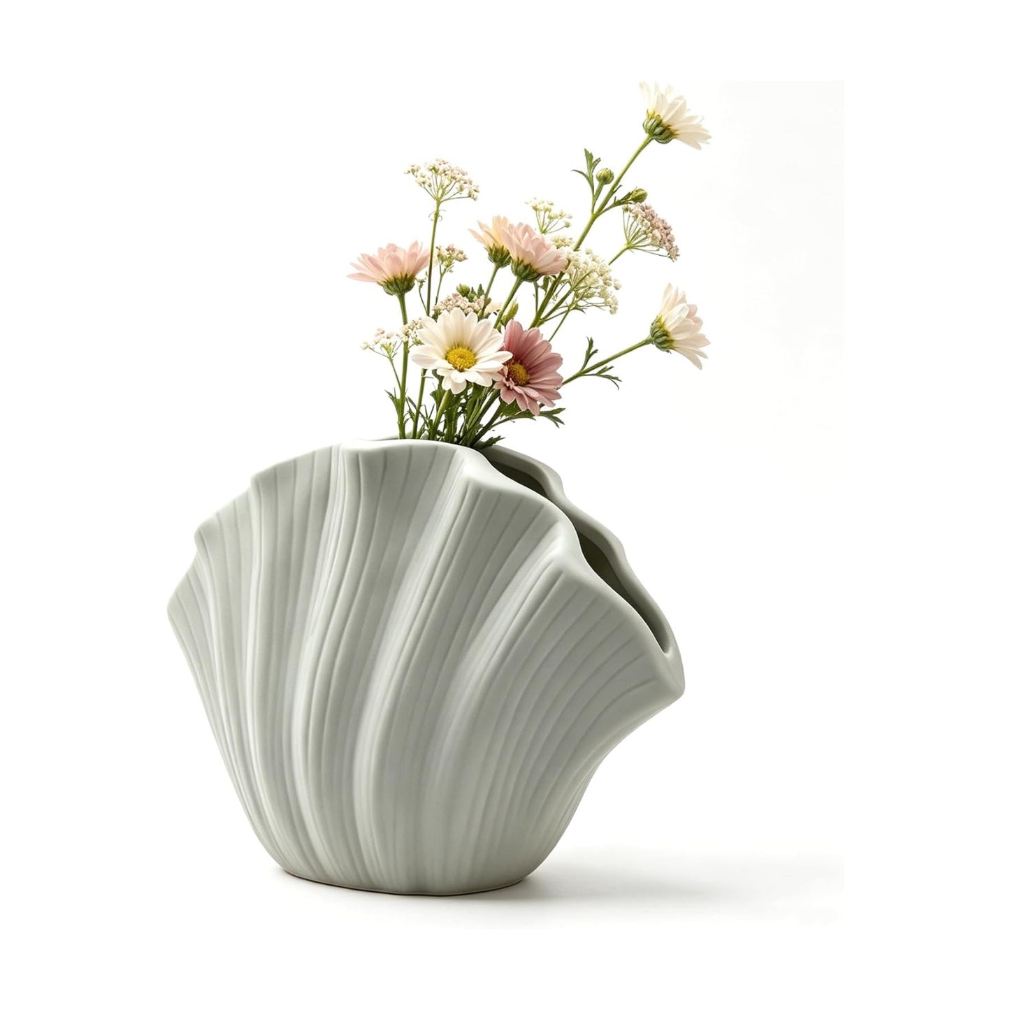 Ceramic Flower Vase H6.3" Tall / White-h6.1