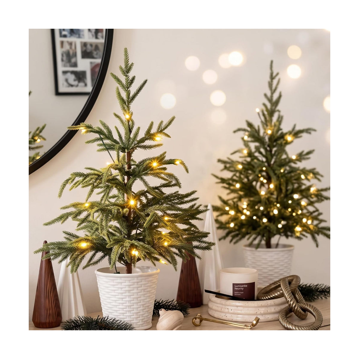 2 Pack 2FT Artificial Norfolk Pine Tree, abletop Decor Plants