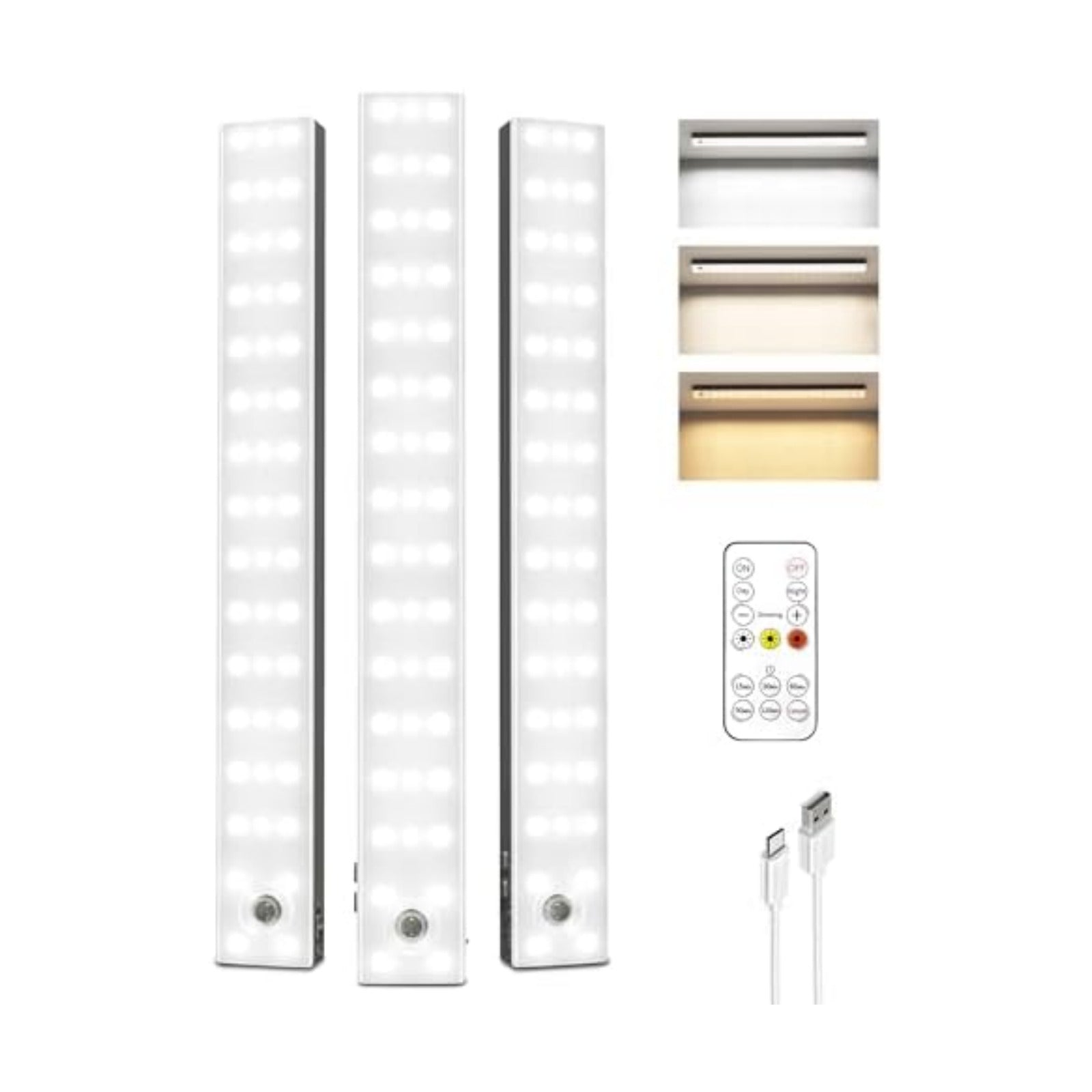 EZVALO 13inch Under Cabinet Lighting, 3200mAh Rechargeable Wireless Motion Sensor Lights, 96 LEDs, 3 Color Temps
