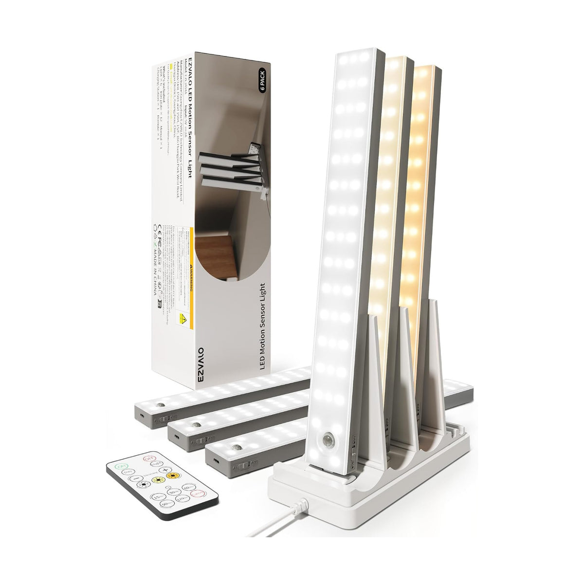 EZVALO 13inch Under Cabinet Lighting with Charging Station, 3200mAh Rechargeable Wireless Motion Sensor Lights, 96
