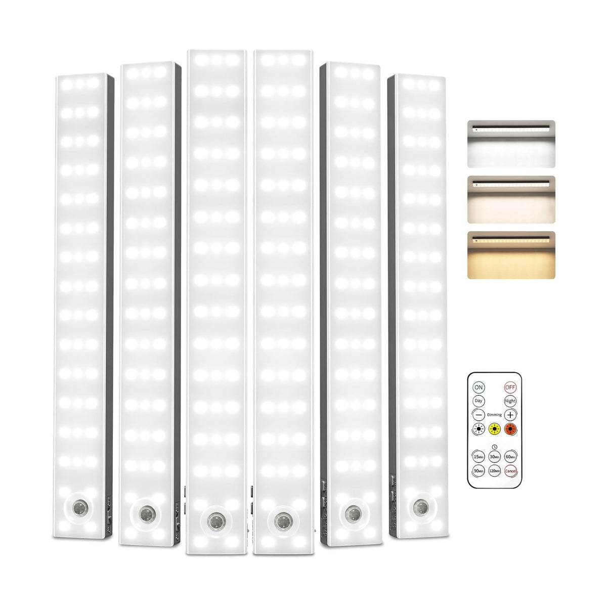 EZVALO 13inch Under Cabinet Lighting, 3200mAh Rechargeable Wireless Motion Sensor Lights, 96 LEDs, 3 Color Temps
