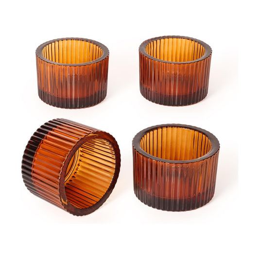 4 Pack Tealight Amber Candle Holders, Votive Tea Light Candle Holder
