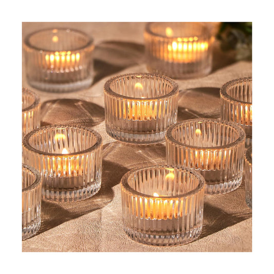 4 Pack Tealight Clear Candle Holders, Votive Tea Light Candle Holder