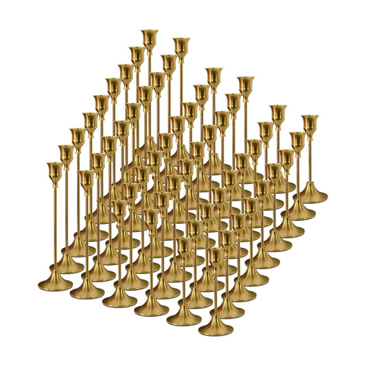 NLBTW 54 Pcs Brass Gold Candle Holder Bulks for Wedding Party Decor