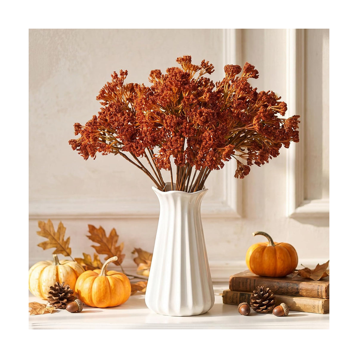 Thiccywoov 6 Pack Fall Yarrow Achillea Stems, Artificial Flower Picks