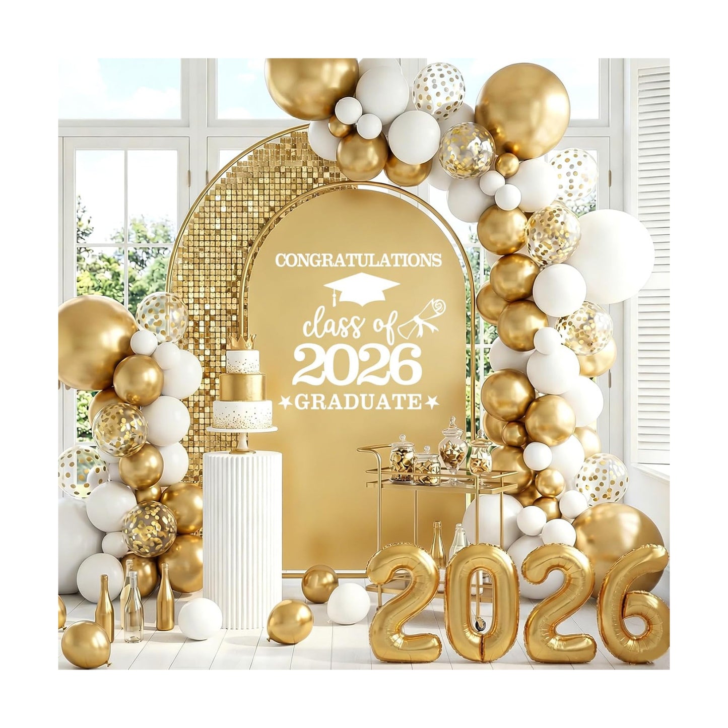 White Congratulations Class of 2026 Graduate Decals Graduation Decals for Arch Backdrop / White 02