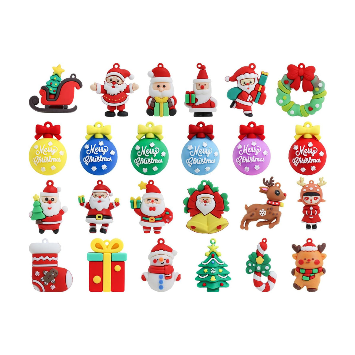 24Pcs Mini Christmas Figurines Dolls,Christmas Tree Hanging Ornament Gifts for Xmas Goodie Bag Stuffers Winter New Year Holiday Party Favors Decorations
