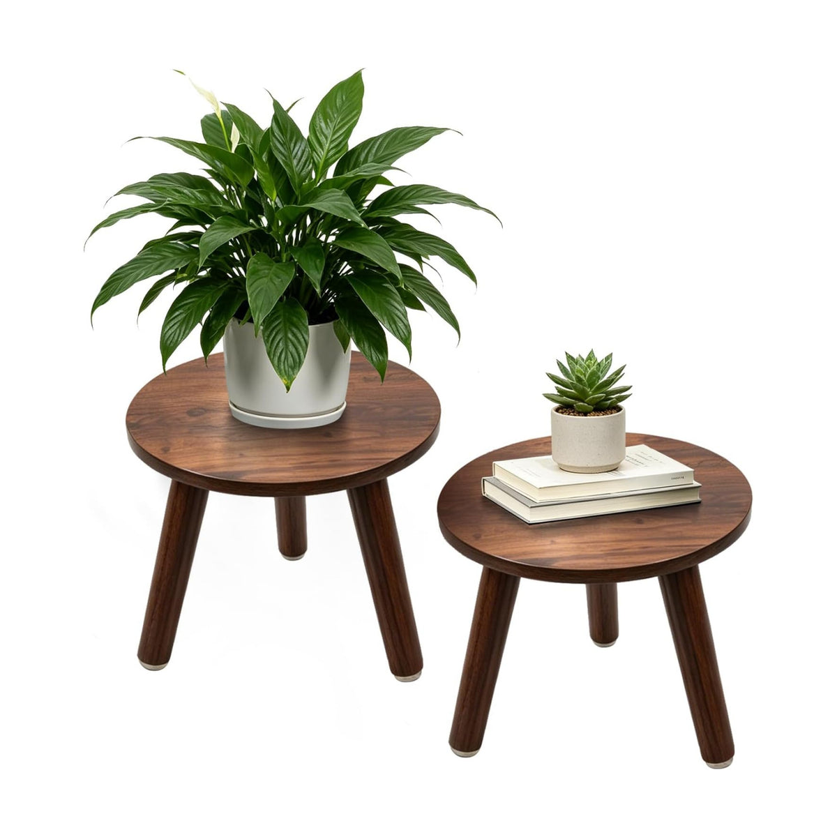 2-Pack Mid Century Plant Stand for Indoor Plants, Modern Wood Flower Pot Holder Stand for Living Room, Decorative Small