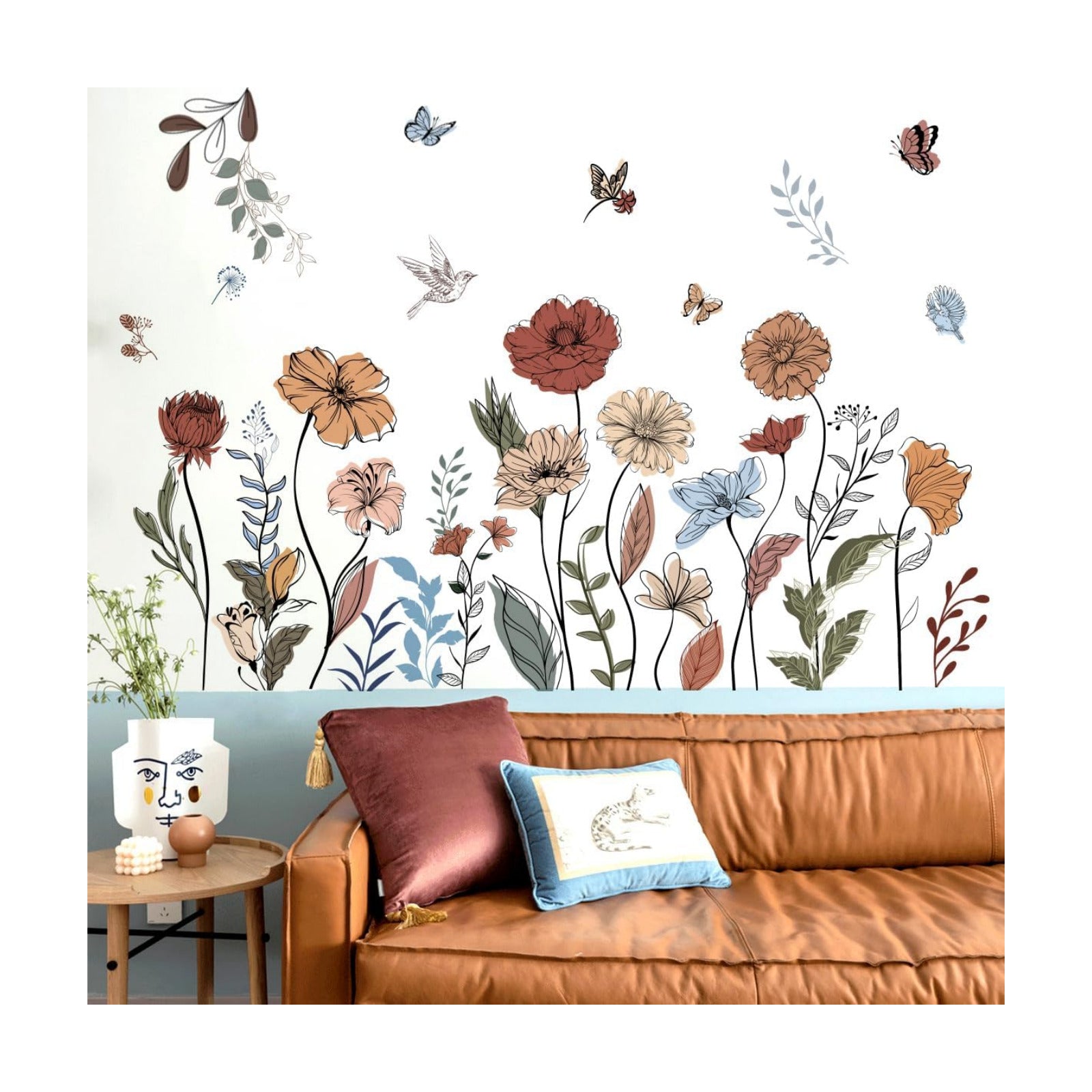 Boho Wildflower Wall Stickers Peel and Stick Floral Wall Decals for Girls Bedroom / Boho Floral