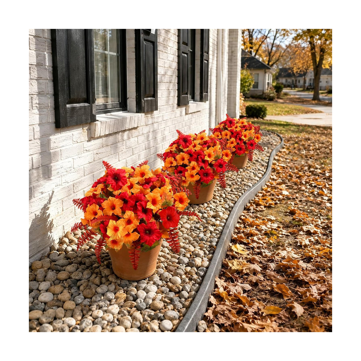 Agusbagli 6PCS Artificial Fall Flowers Morning Glory with Fern Grass