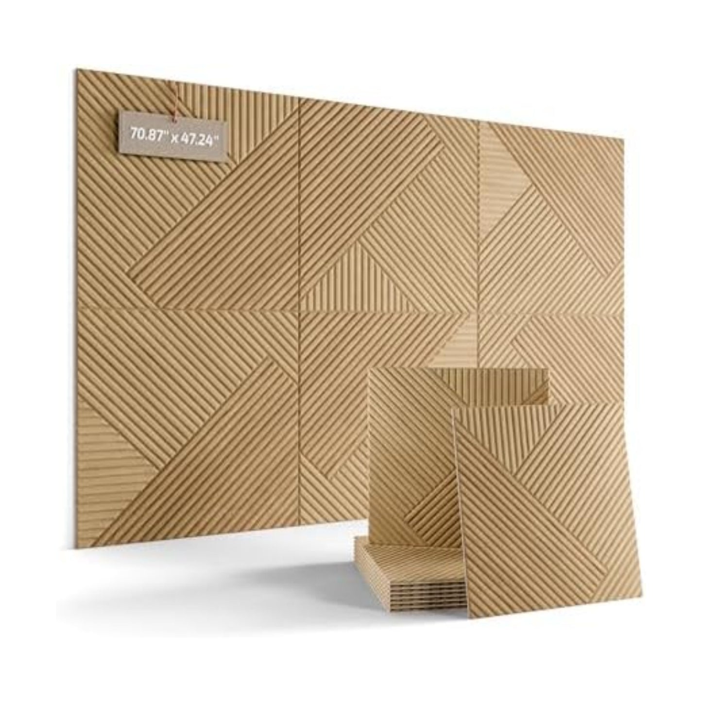 Fluxynara 6-Pack Felt Bulletin Board,Natural Oak Diamond Chevron-1