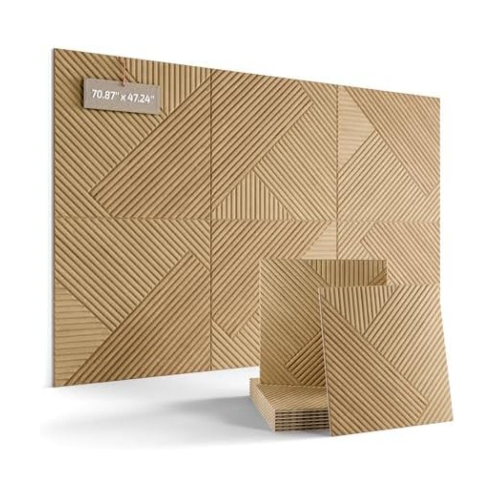 Fluxynara 6-Pack Felt Bulletin Board,Natural Oak Diamond Chevron-1