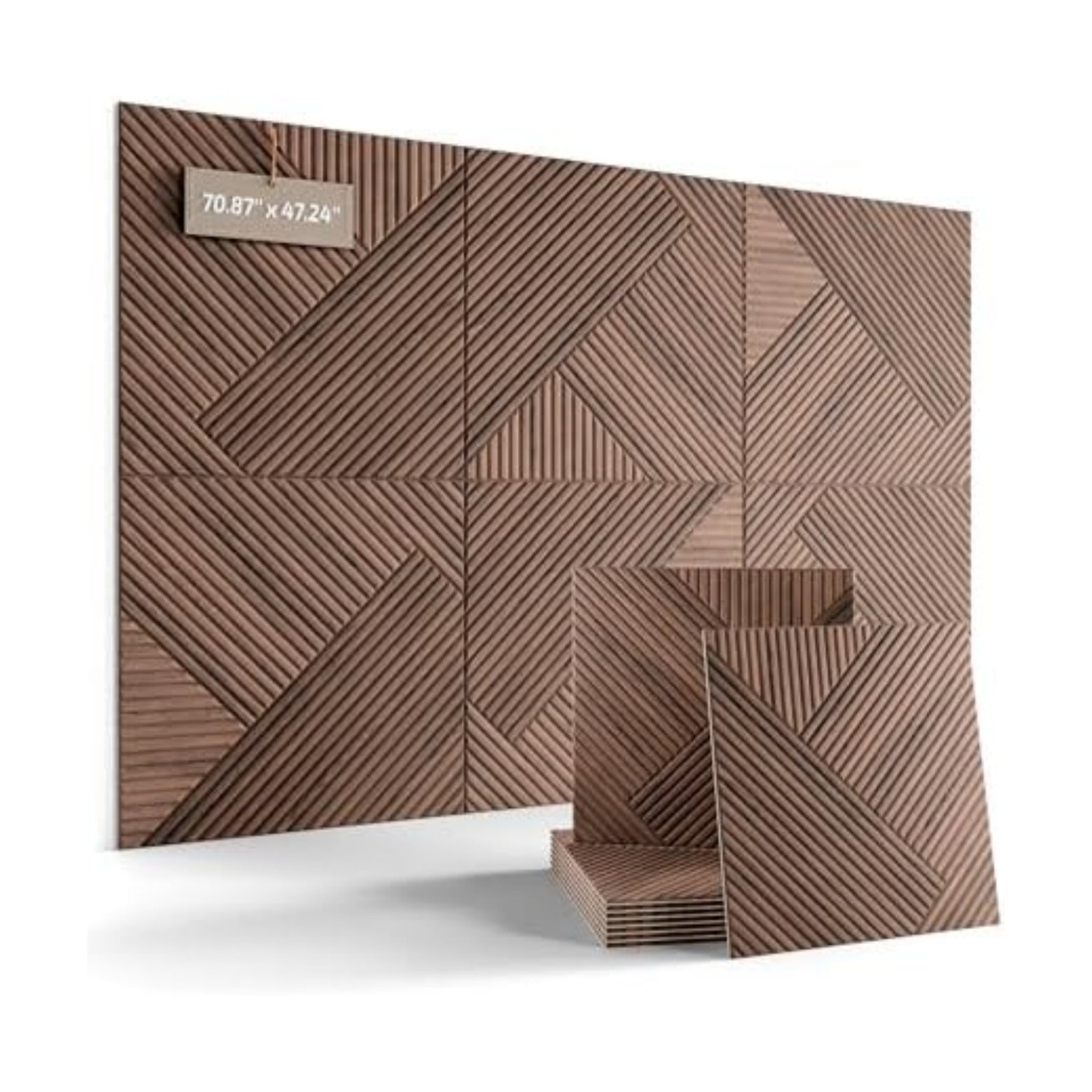 Fluxynara 6-Pack Felt Bulletin Board,Walnut Diamond Chevron-1