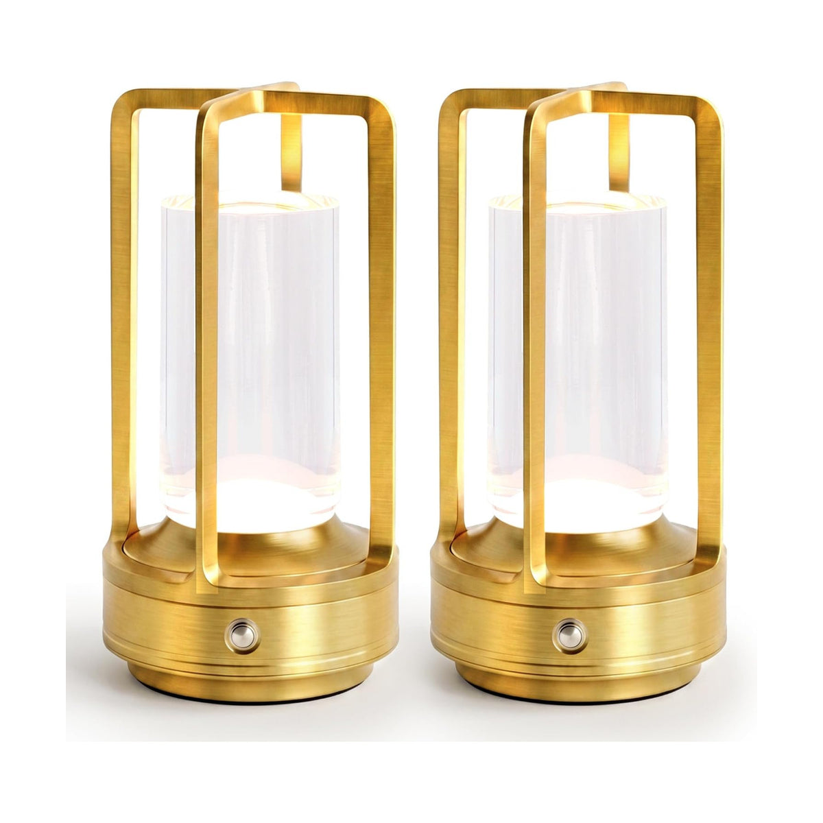 Crystal Lantern Light Outdoor Rechargeable Cordless Set of 2 Table Lamp, Touch Dimmable Battery Operated Table Light