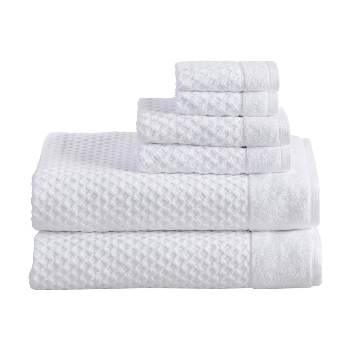 Great Bay Home Bath Towels - 100% Cotton 6 Piece Bath Sheet Set - Diamond Waffle Weave - Absorbent, Durable, Quick-Dry