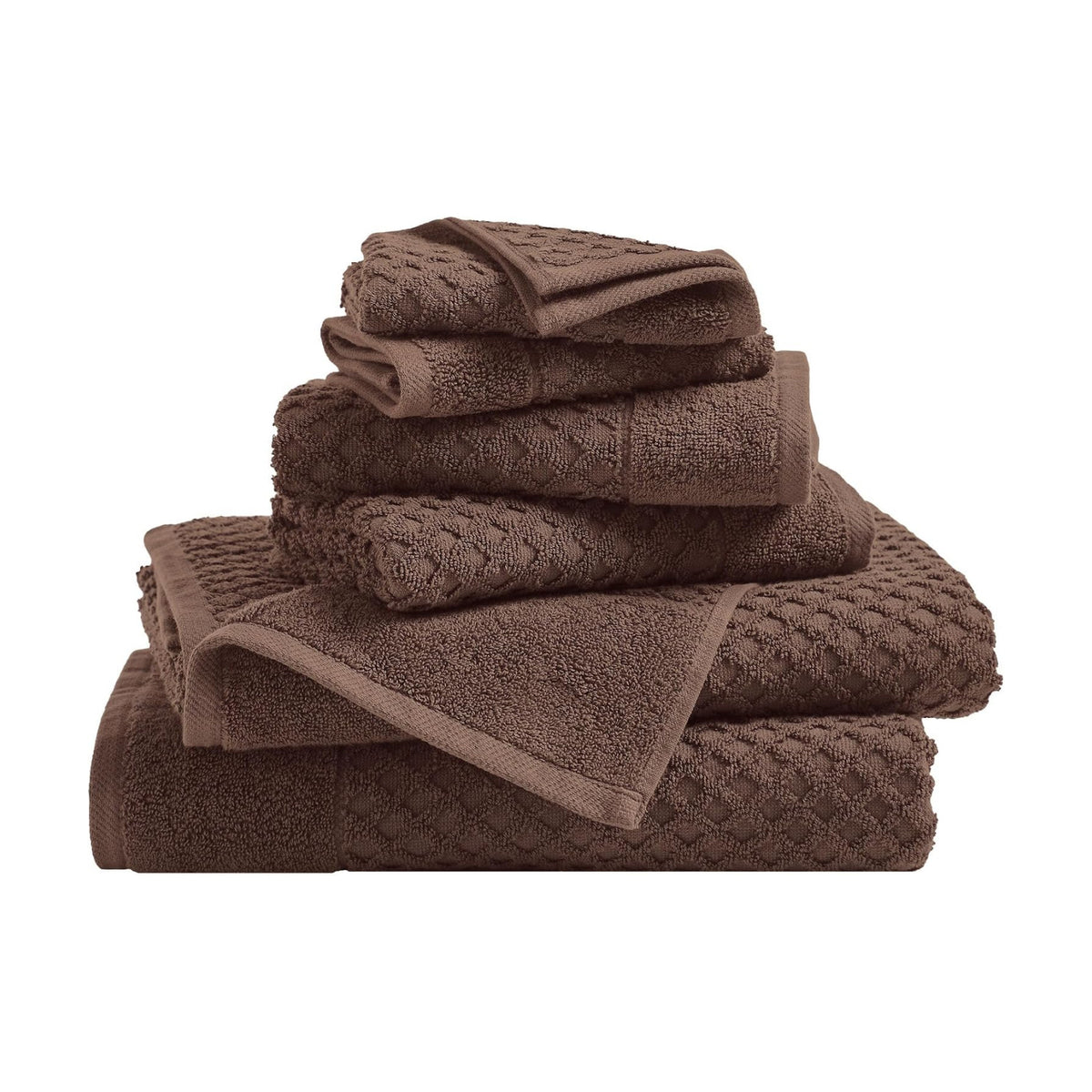 Great Bay Home Bath Towels - 100% Cotton 6 Piece Towel Set - Diamond Waffle Weave - Absorbent, Durable, Quick-Dry