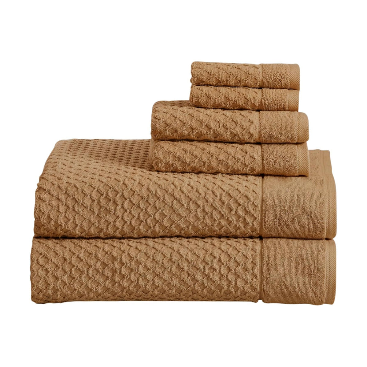 Great Bay Home Bath Towels - 100% Cotton 6 Piece Bath Sheet Set - Diamond Waffle Weave - Absorbent, Durable, Quick-Dry