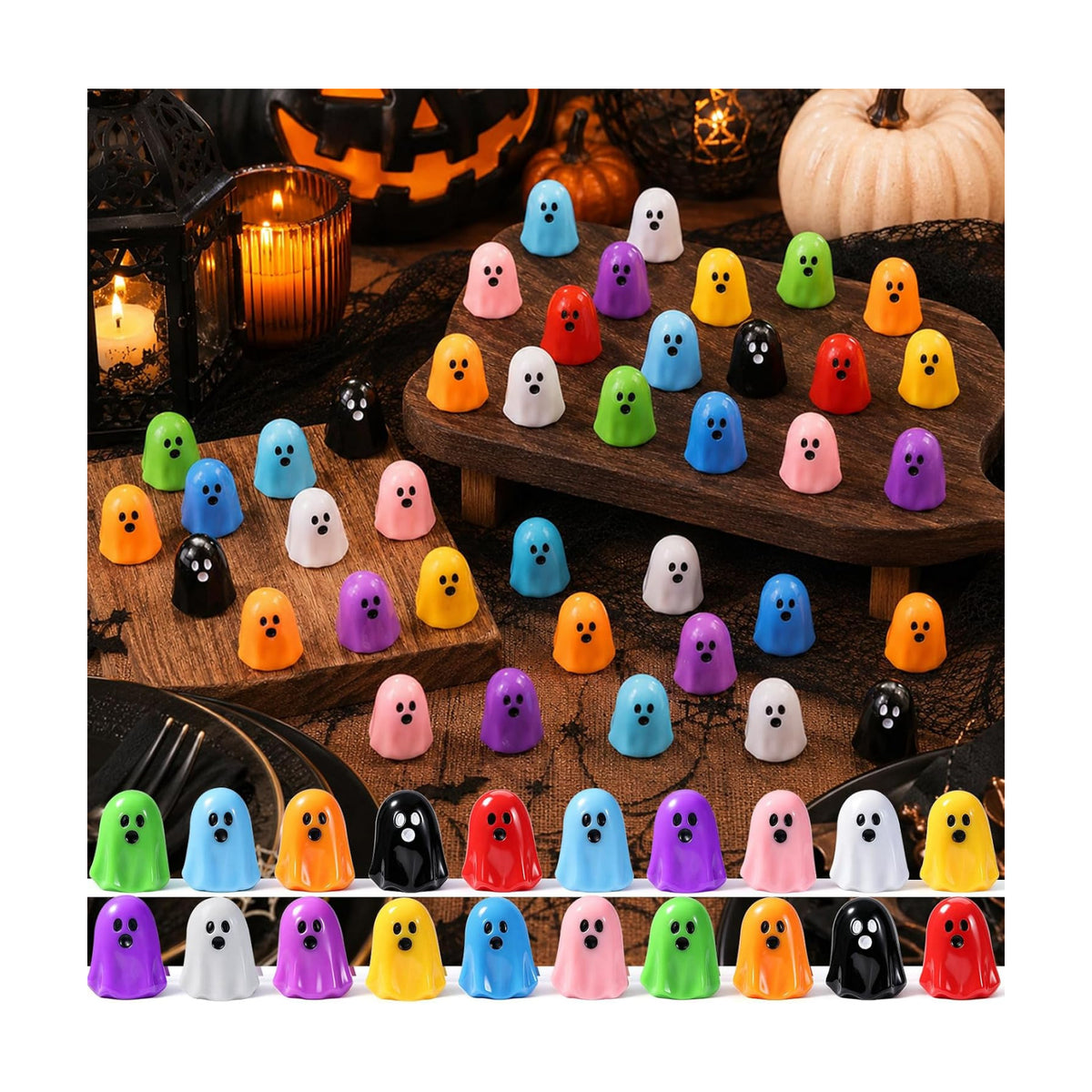 DULEFUN 120 Pcs Mini Halloween Ghost Figurines, 13 Colors