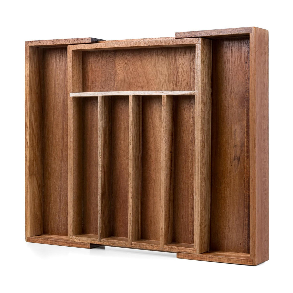Fibogollo Expandable Kitchen Drawer Organizer,Acacia Wood Silverware Organizer,Adjustable Flatware Tray for