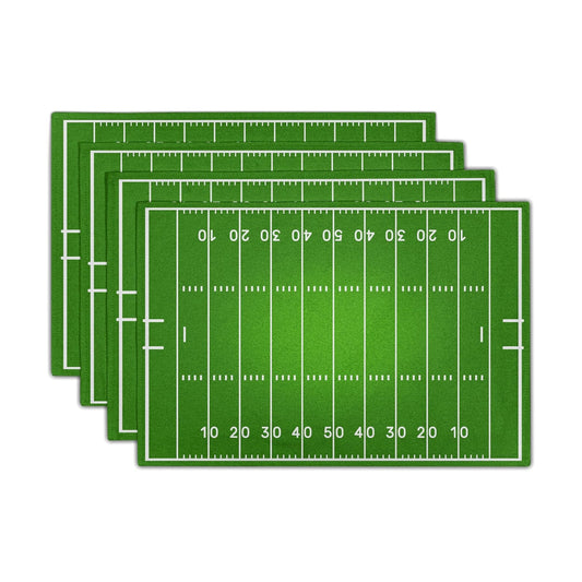 Football Placemats Set of 4 18x12 Inch Football Field Sport Themed Linen Place Mats Heat-Resistant Washable Wipeable Green Table Mat for Party Kitchen Dining Room Dinner Table Decor