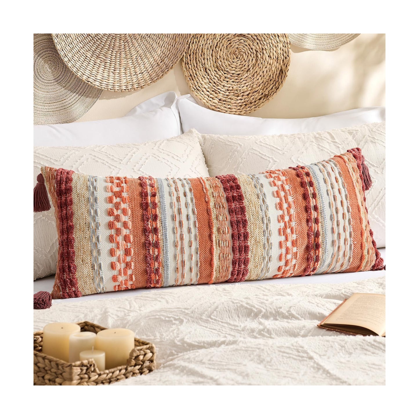 Kevin Textile Long Lumbar Pillow Cover Fall Boho Decorative Rectangle / 36 x 14 / Burnt Orange