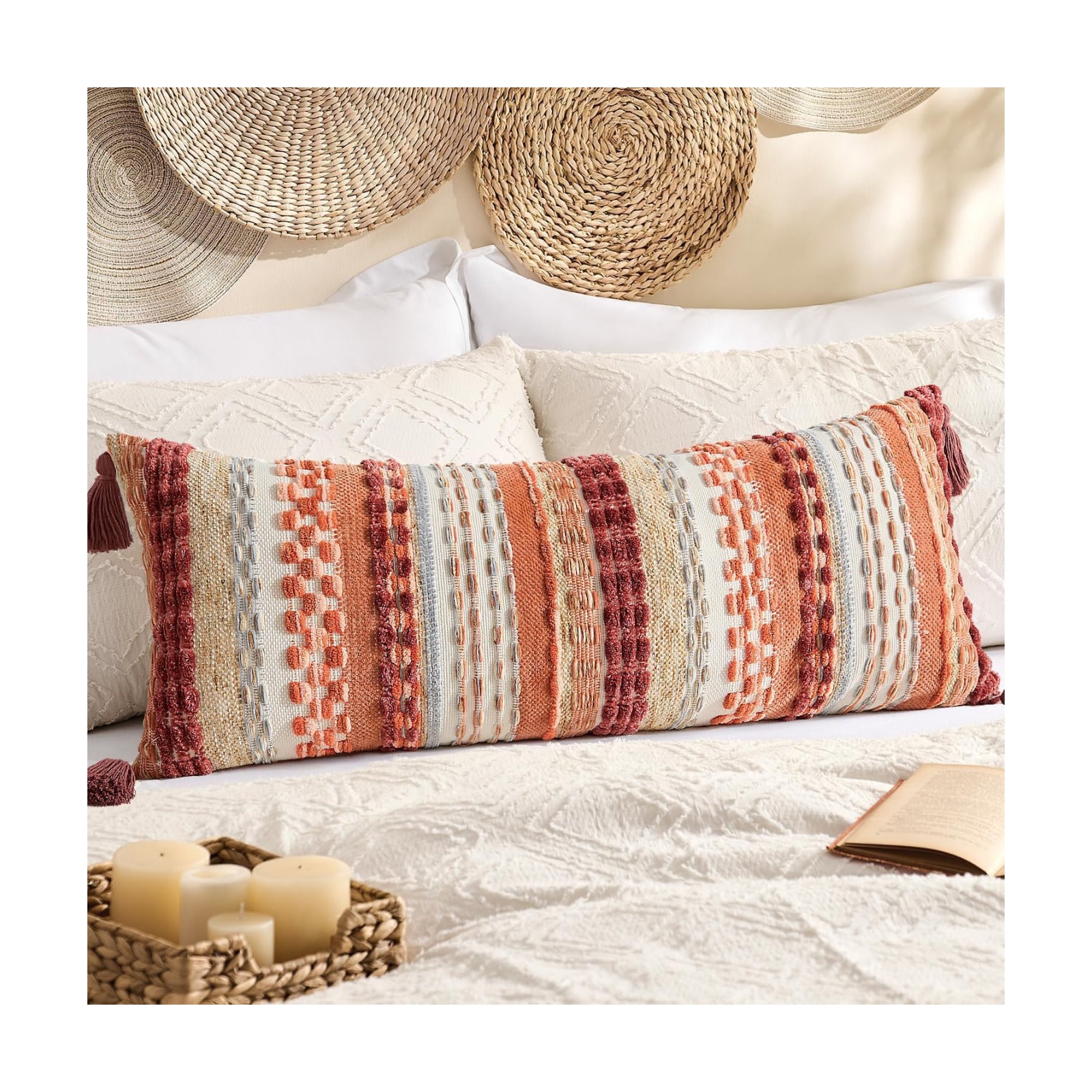 Kevin Textile Long Lumbar Pillow Cover Fall Boho Decorative Rectangle / 36 x 14 / Burnt Orange