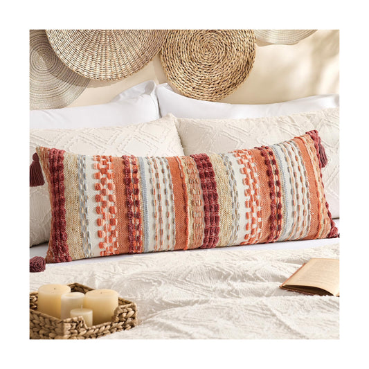Kevin Textile Long Lumbar Pillow Cover Fall Boho Decorative Rectangle / 36 x 14 / Burnt Orange