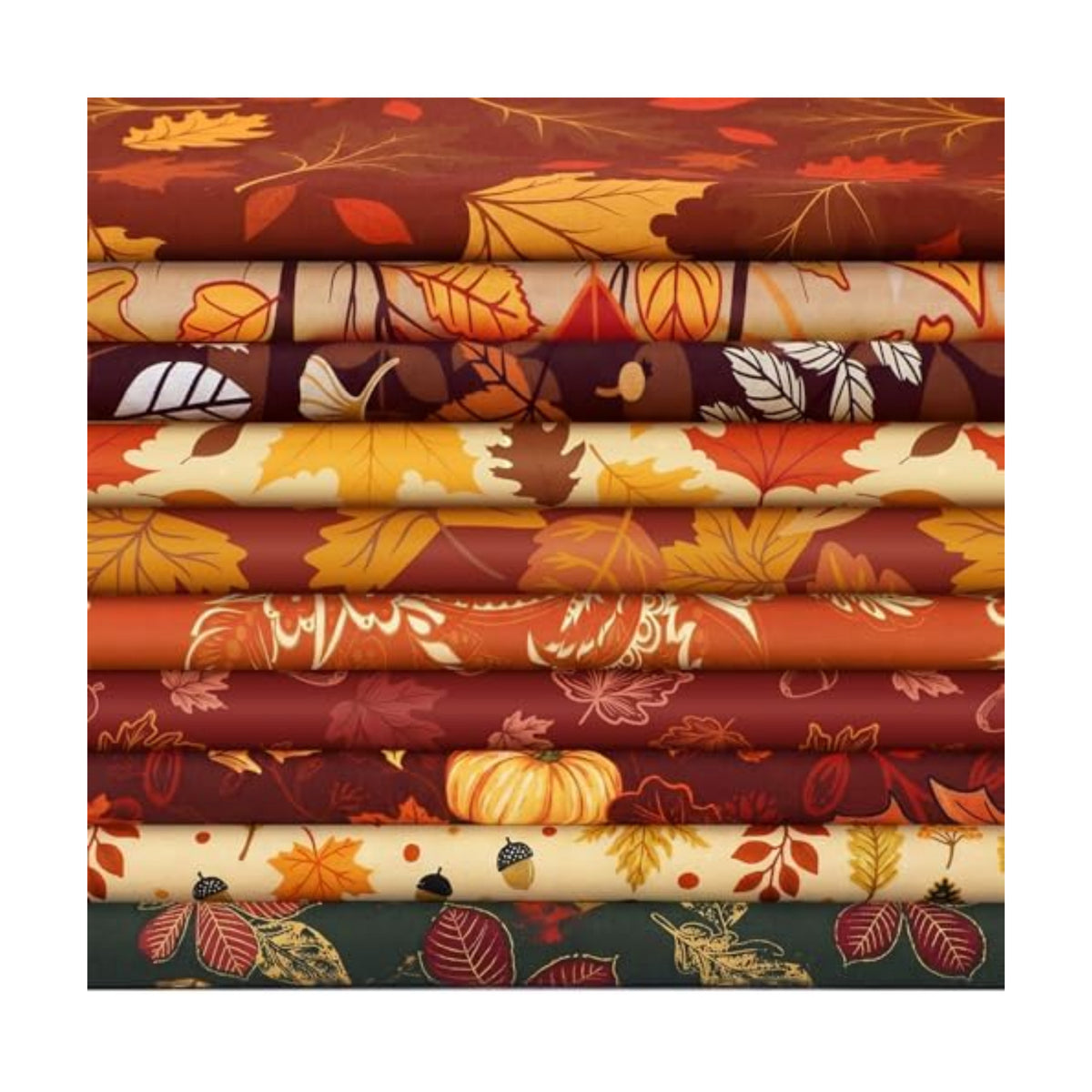Tatuo 10 Pcs Fall Cotton Fabrics 19.7" Pumpkin Maple Thanksgiving