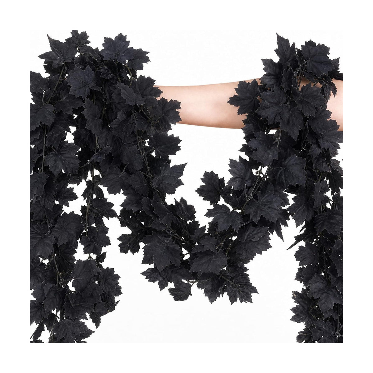 Mega-L Halloween Garland, 2 Pack Black Maple Leaf Garland Halloween Decor