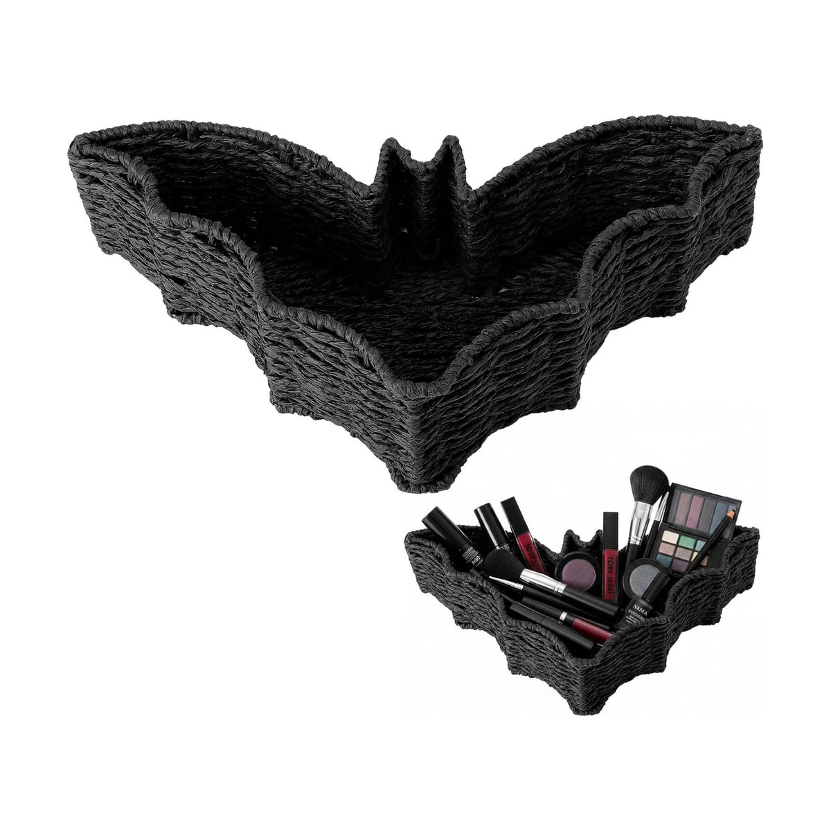 Gothic Bathroom Decor Bat Black Bat Basket Woven Paper Rope Halloween Tray