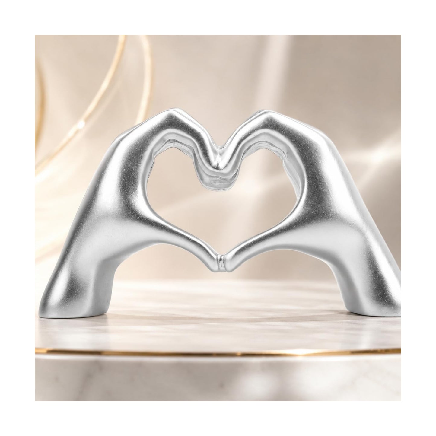 Compact resin love-sign statue / Silver