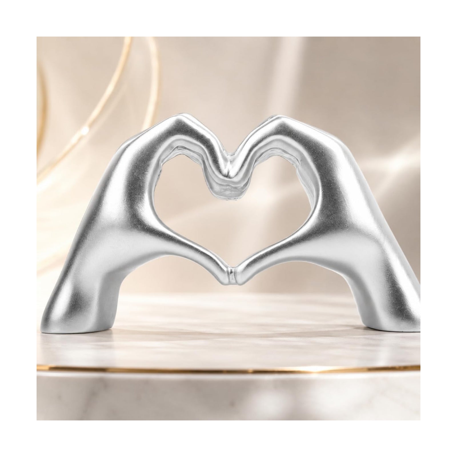 Compact resin love-sign statue / Silver
