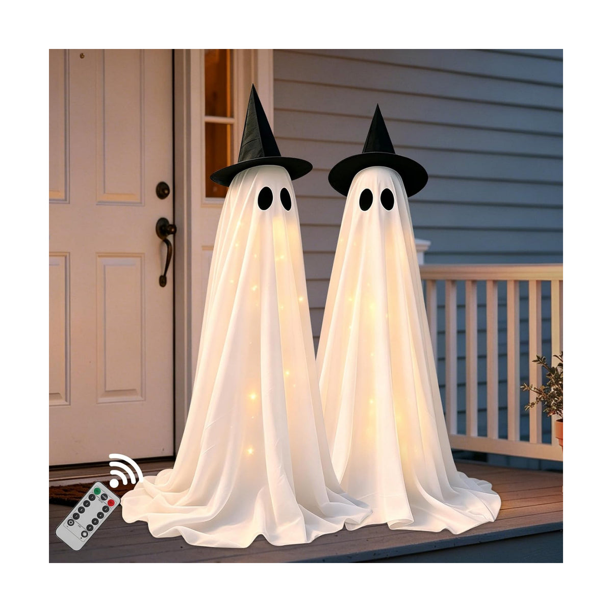 DAZONGE 2-Pack Halloween Ghost Decorations Outdoor with Remote Lights