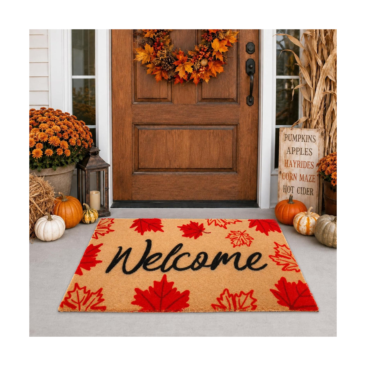 Fall Maple Leaf Welcome Doormat-Maple Fall Decor Coir Outdoor Door Mat