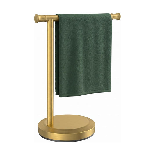 Hoimpro Hand Towel Holder Stand Bathroom Towel Bar Rack Countertop Gold | Brushed Gold, Free Standing Towel Hanger Ring