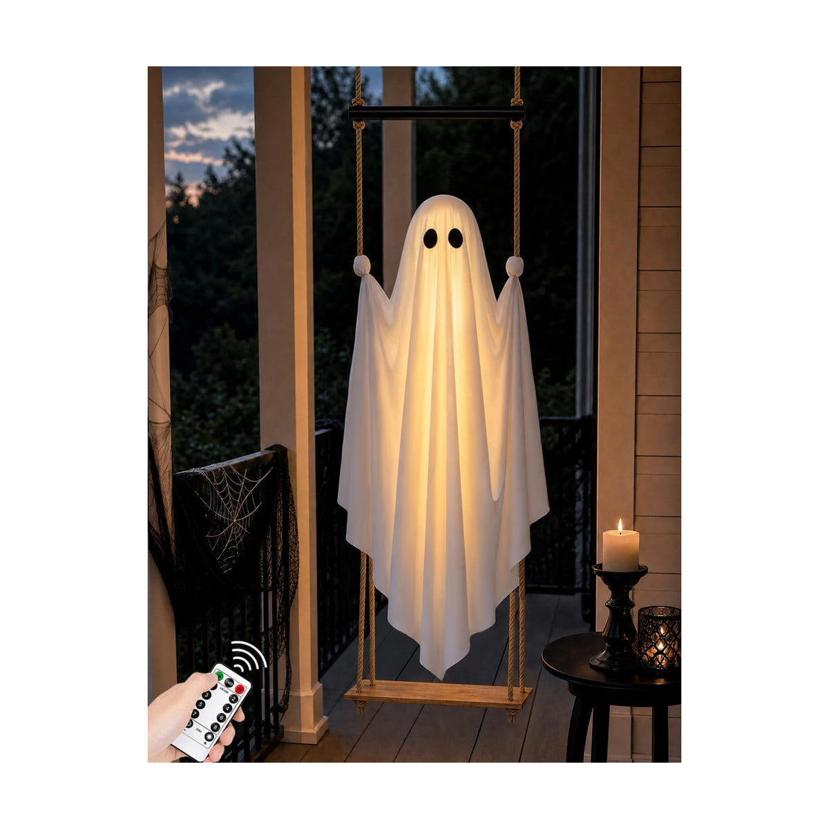 Halloween Decorations Outdoor 4.6FT Large Pre-Assembled Hanging Swing Ghost