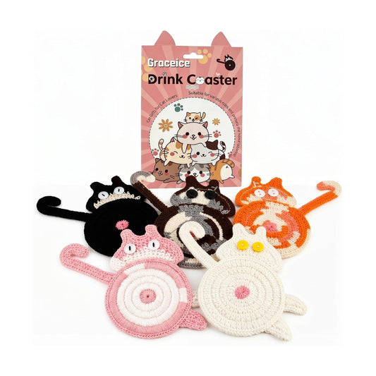 Cat Gifts for Cat Lovers Cat Coaster Woven Creative Cat Coaster Insulation Coaster Coffee / Set of 5