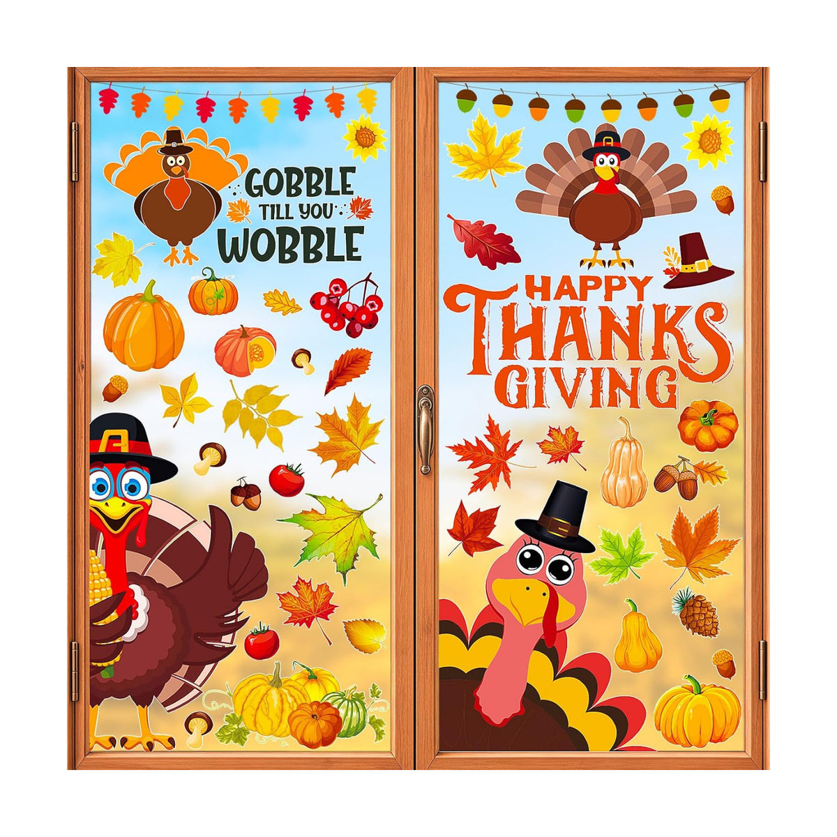 LUDILO Fall Thanksgiving Window Clings Static Window Decal for Fall Décor