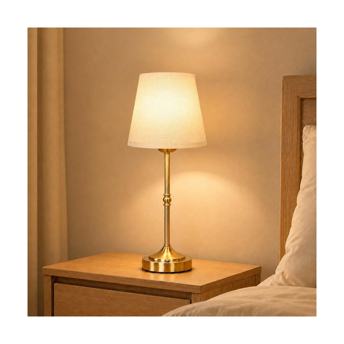 FLY2SKY Rechargeable Gold Cordless Table Lamp,3 Color Dimmable Bedside Lamp | 8H High Runtime,200H+ Low Runtime,LED