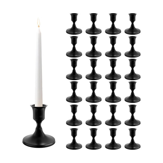zeochyni 24 Pcs Black Taper Candle Holders Bulk for Wedding, Party Decor
