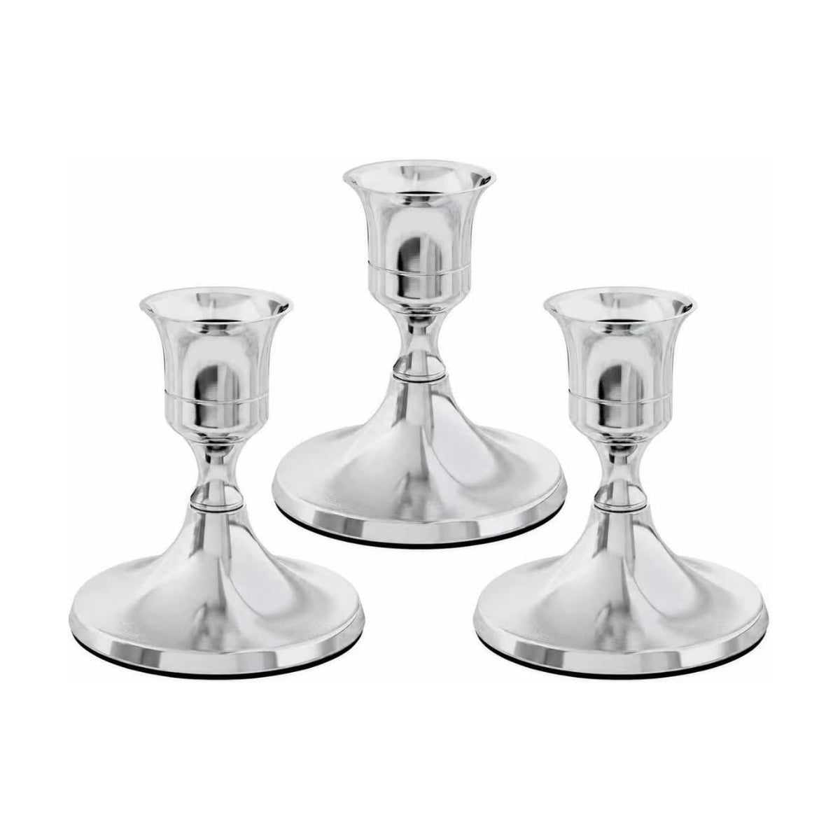 zeochyni Set of 3 Silver Taper Candle Holders for Home Decor