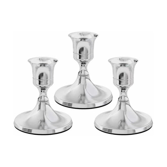 zeochyni Set of 3 Silver Taper Candle Holders for Home Decor