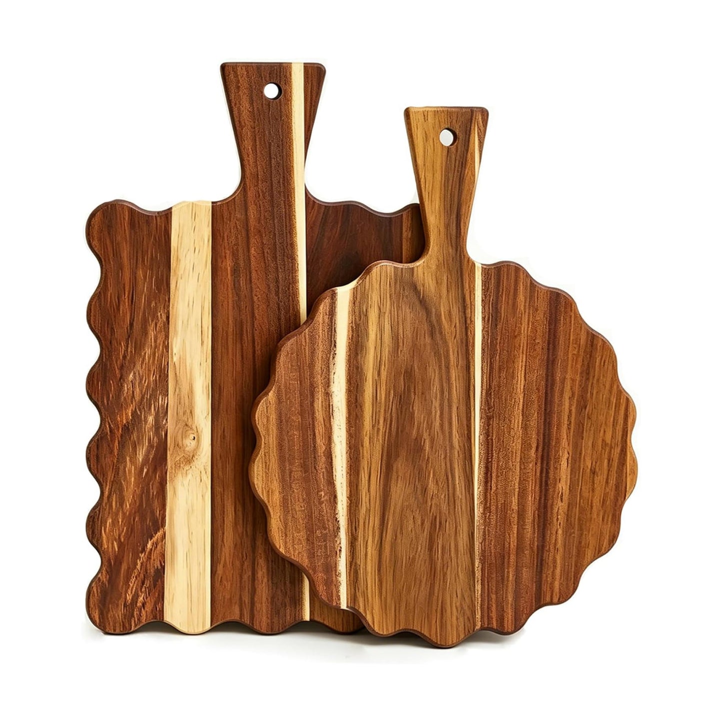 Acacia Wood Scalloped Cutting Board / Set of 2