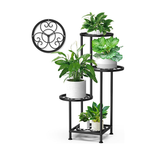 4 Tier Plant Stand Indoor Outdoor, Metal Flower Shelf Display Holder Corner | Multiple Plants Rack Tall Holder, Sturdy