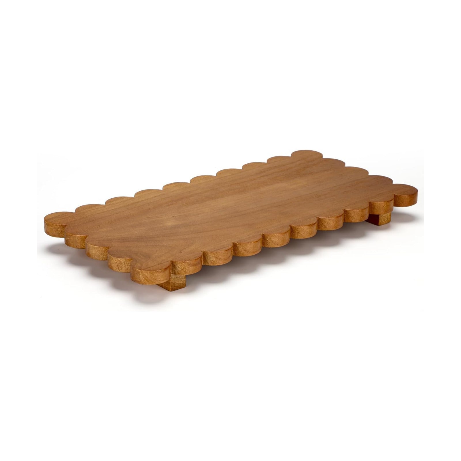Scalloped Wood Riser Tray Soap Rustic Bathroom Decoration / Walnut Color / 16'' x 8'' x 1.4 / Square