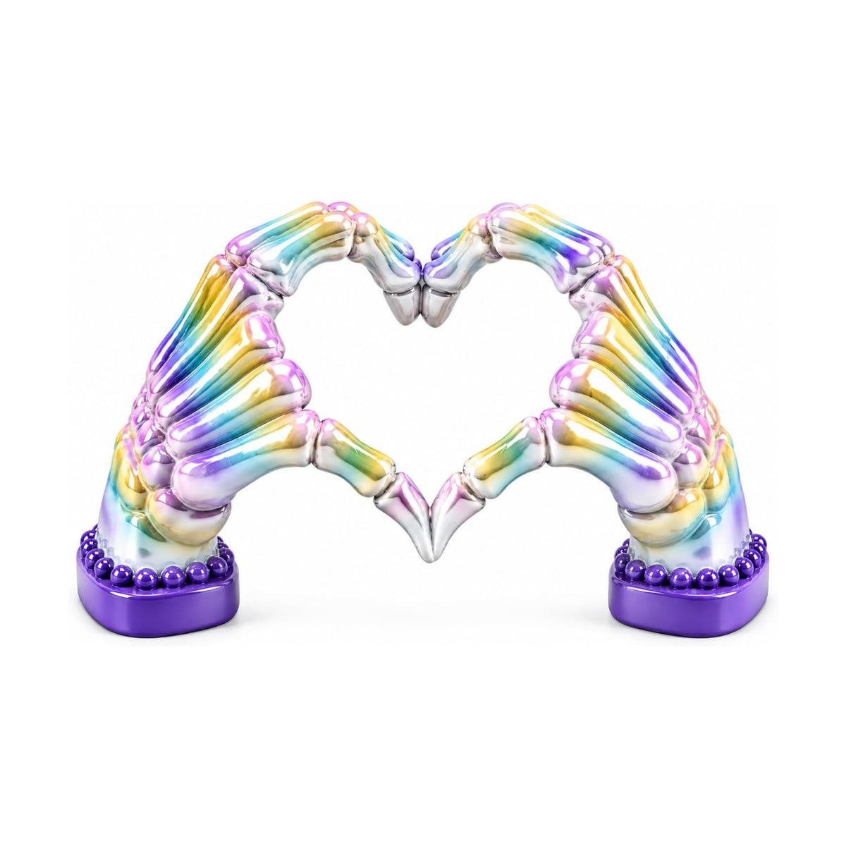 Halloween Decor Handmade 6.7'' Resin Heart Figurine (Pastel Skeleton Hand)